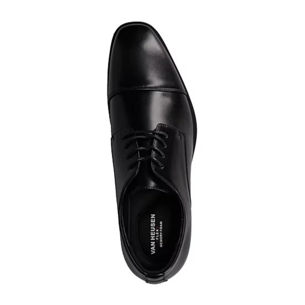 Van Heusen Turk Mens Black Oxford Cap Toe Dress Shoes Size 9 NWT - Picture 5 of 6